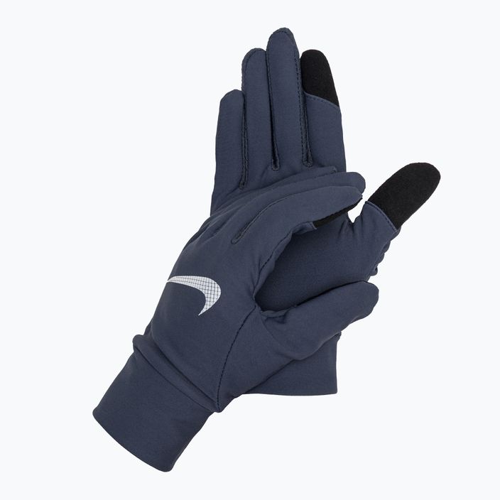 Set berretto + guanti Nike Essential Running da uomo blu tuono/grigio particella/argento 2