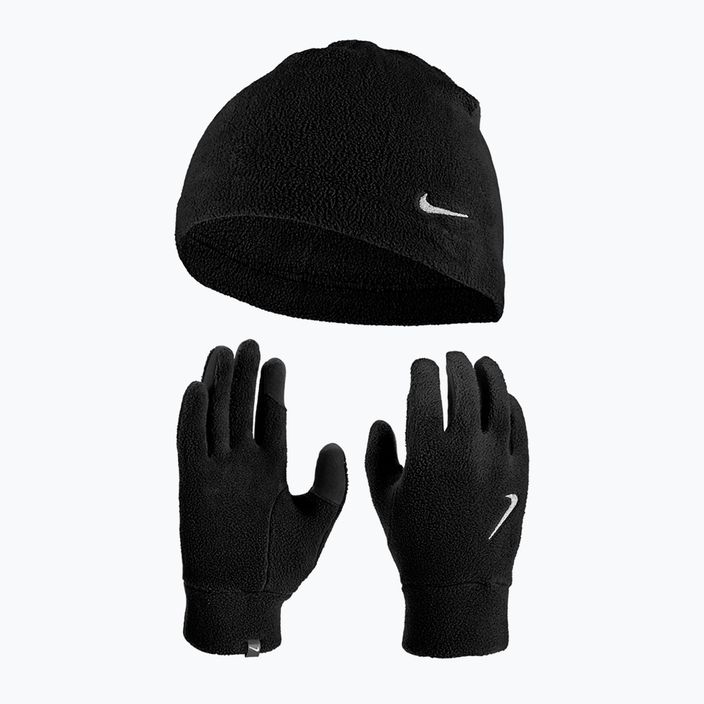 Set berretto + guanti Nike Fleece uomo nero/nero/argento 11