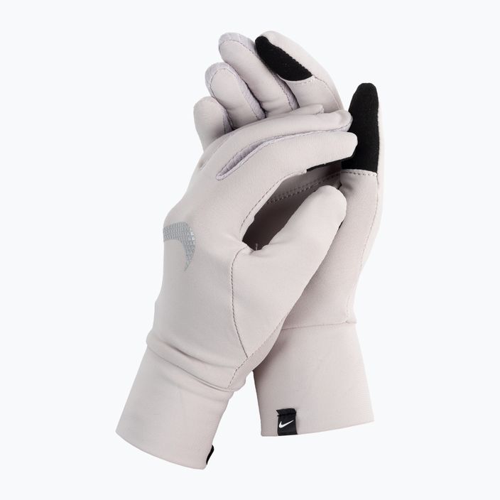 Set fascia da braccio + guanti Nike Essential da donna, lilla argento/grigio particella/argento 2