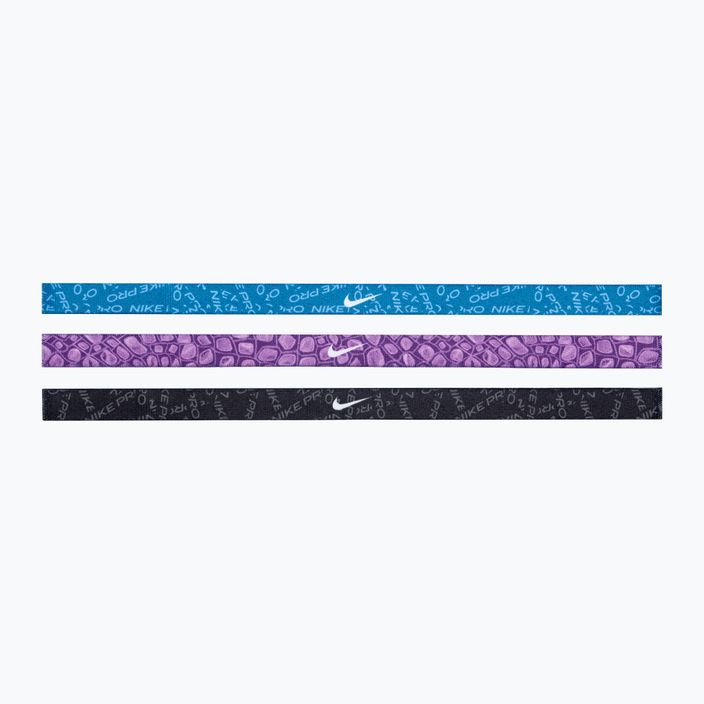 Fasce Nike stampate 3 pezzi blu industriale/viola cosmo/bianco 2