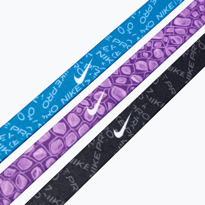 Fasce Nike stampate 3 pezzi blu industriale/viola cosmo/bianco 3