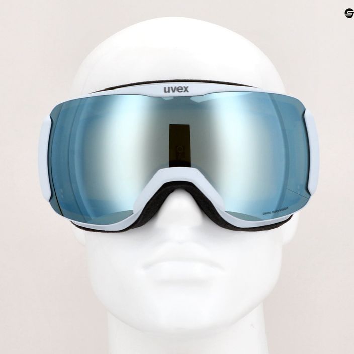 Occhiali da sci da donna UVEX Downhill 2100 CV WE blu artico opaco/bianco specchiato/verde Colorvision 6