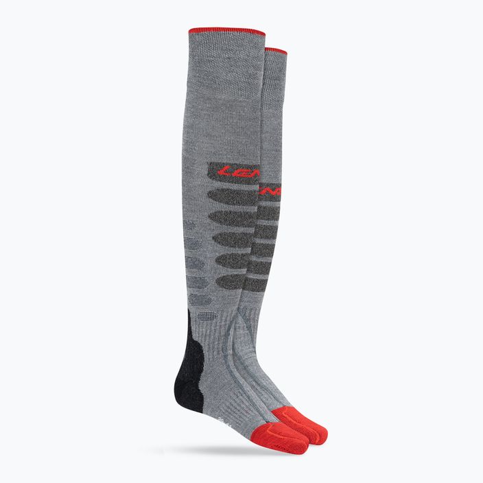 Calze da sci Lenz Heat Sock 5.1 Toe Cap Slim Fit grigio/rosso