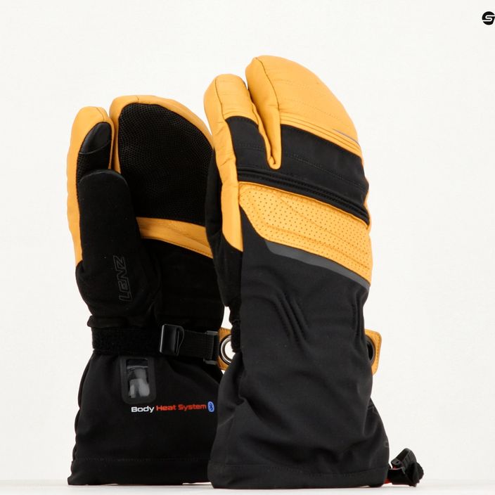 Lenz Heat Glove 8.0 Finger Cap Lobster nero/giallo guanto da sci riscaldato 12