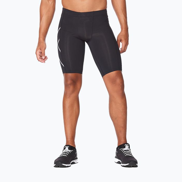 Pantaloncini da allenamento 2XU Core Compression da uomo, nero/argento
