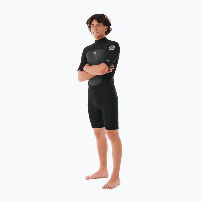 Uomo Rip Curl Omega 2mm Back Zip Springsuit Swim Foam Nero 2