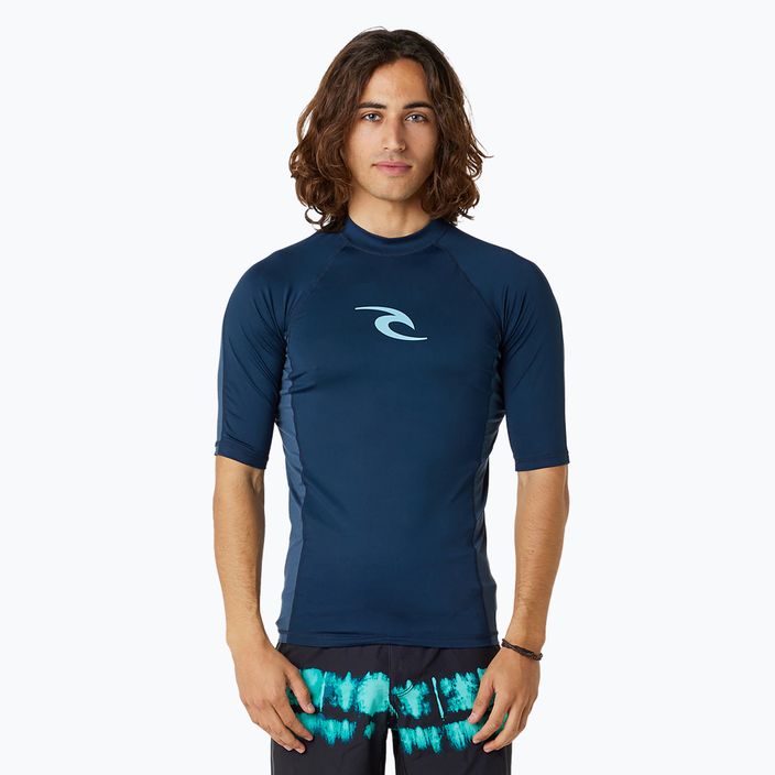 Camicia da bagno Rip Curl Waves Upf Perf S/S da uomo, blu scuro