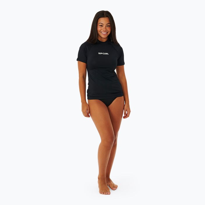 Rip Curl Classic Surf Upf Rashguard SS da donna, camicia da bagno nera 2