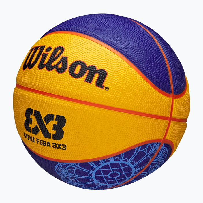 Pallacanestro per bambini Wilson Fiba 3X3 Mini Paris 2004 blu/giallo misura 3 3