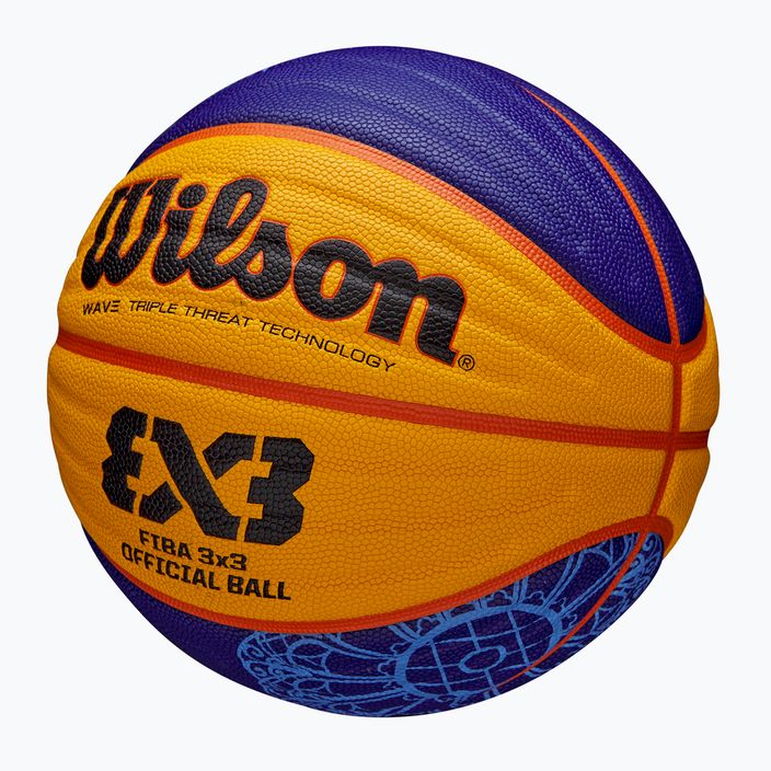 Wilson Fiba 3x3 Game Ball Paris Retail basket 2024 blu/giallo misura 6 3