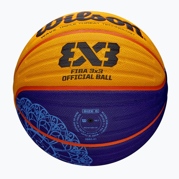 Wilson Fiba 3x3 Game Ball Paris Retail basket 2024 blu/giallo misura 6 5