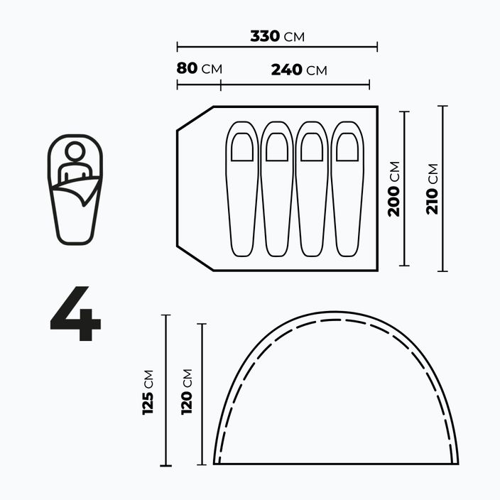 Tenda da campeggio KADVA CAMPdome 4 persone verde 3