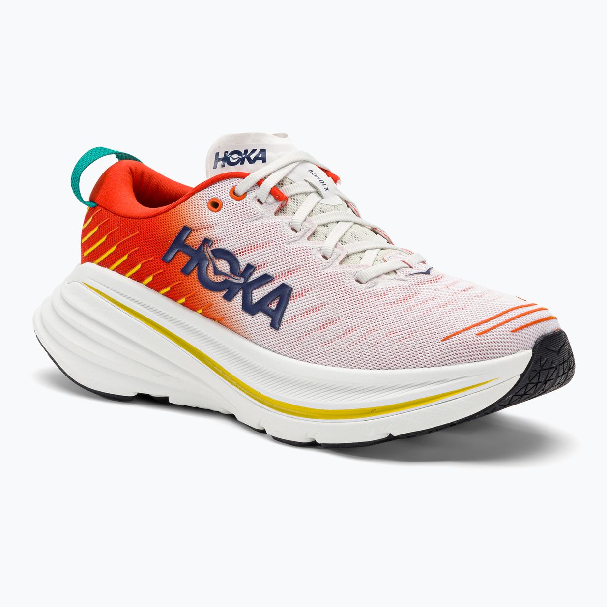 HOKA Bondi X blanc de blanc/flame scarpe da corsa da uomo