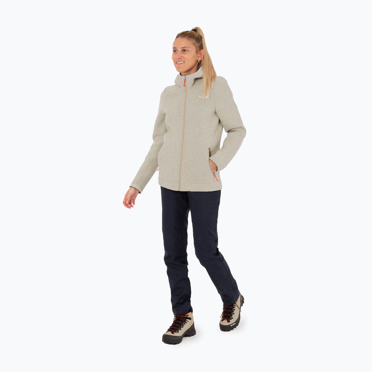 Felpa trekking da donna Salewa Sarner 2L Wool Fz Hoody avena 2