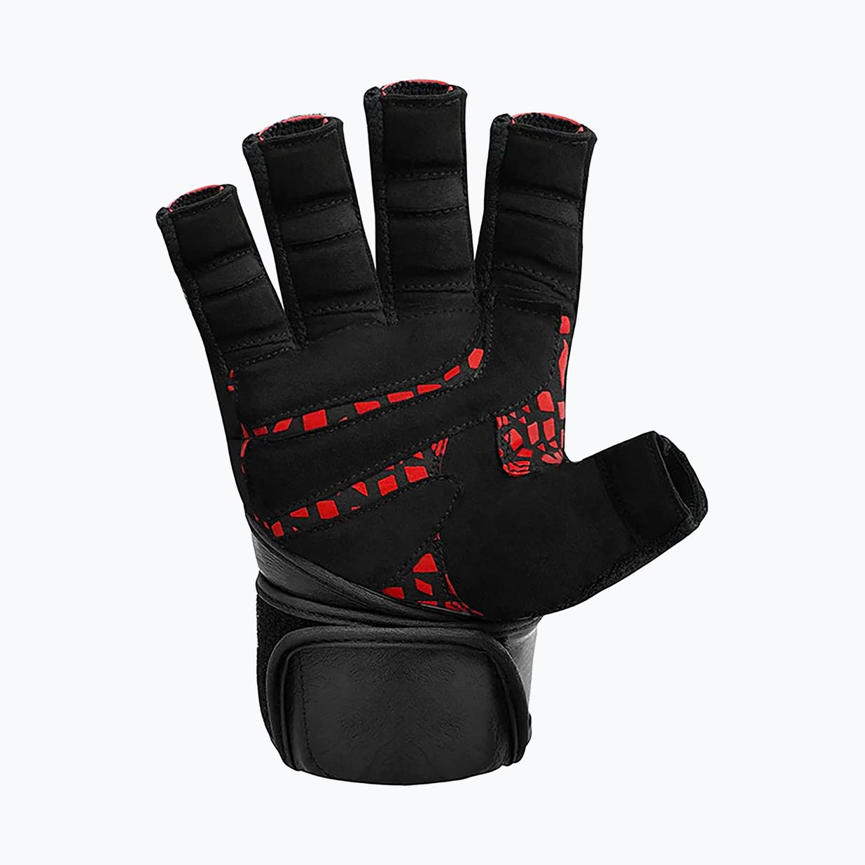 RDX L4 Guanti da allenamento per il sollevamento pesi in pelle rosso/nero 4