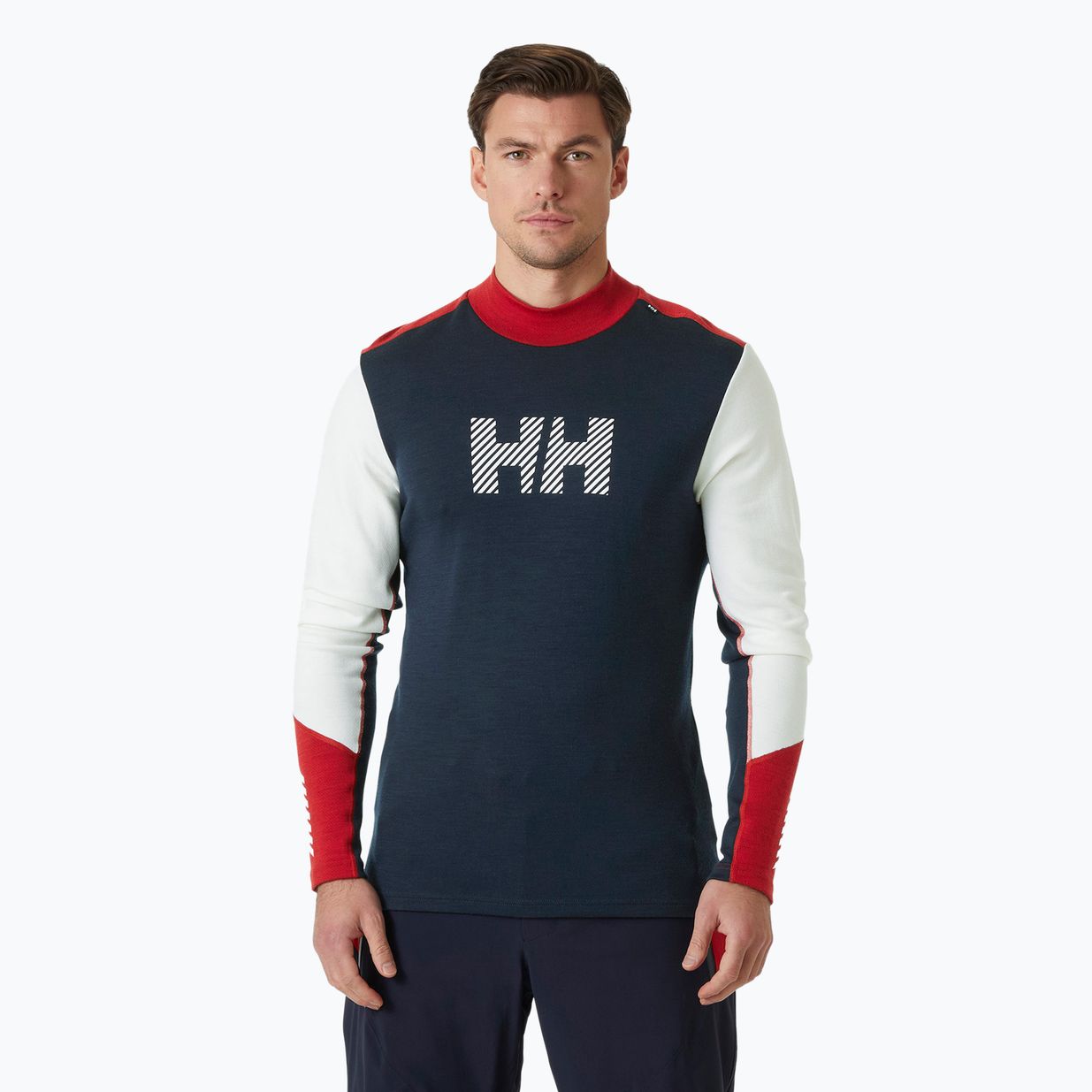 Felpa termica da uomo Helly Hansen Lifa Merino Midw Logo bianco sporco