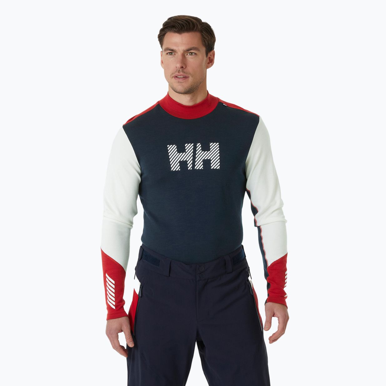 Felpa termica da uomo Helly Hansen Lifa Merino Midw Logo bianco sporco 3