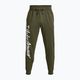 Under Armour Rival Fleece Graphic Joggers, pantaloni da allenamento da uomo di colore verde/bianco. 4