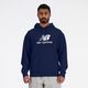 Felpa con cappuccio New Balance Stacked Logo French Terry navy da uomo