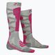Calze da sci da donna X-Socks Ski Silk Merino 4.0 grigio melange/rosa 4