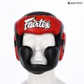 Casco da boxe Fairtex Diagonal Vision - Copertura totale della testa nero/rosso 6