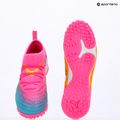 Scarpe da calcio per bambini PUMA Future 9 Match TT + Mid Jr poison pink/puma wht/sun stream/bright aqua/puma blk 14