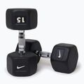 Manubrio gommato Nike Strength Hex Dumbbell 15 kg black/white