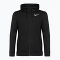 Felpa da uomo Nike Dri-Fit Fitness con cappuccio e zip intera in pile nero/bianco