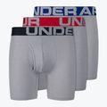 Under Armour Charged Cotton boxer uomo 6 In 3 pezzi grigio