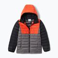 Piumino Columbia Powder Lite con cappuccio city grigio/rosso quarzo/nero per bambini