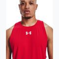 Under Armour Baseline Cotton Tank maglia da basket da uomo rosso/nero 4