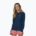 Maglietta da trekking a maniche lunghe Patagonia P-6 Logo Responsibili-Tee donna blu maremma