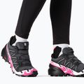 Salomon Speedcross 6 scarpe da corsa da donna ebano/bianco/molto berry 3