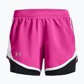 Pantaloncini da corsa Under Armour Fly By 2.0 2N1 ribelle rosa/bianco/riflettente da donna