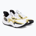 Under Armour Spawn 5 scarpe da basket bianco/nero/oro metallizzato 4