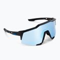 100% Speedcraft Occhiali da sole a specchio multistrato nero opaco/azzurro iper 2