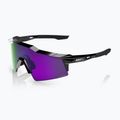 100% Speedcraft SL occhiali da sole neri lucidi/ iper polarizzati a specchio color lavanda