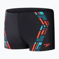 Pantaloncini da bagno Speedo Tech Print Aquashort da uomo nero/arancio 10