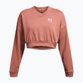 Felpa da allenamento Under Armour donna Rival Terry Os Crop Crew rosa canyon/bianco 3