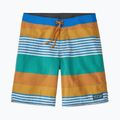 Pantaloncini da bagno Patagonia Wavefarer da uomo a righe fitz/pufferfish oro