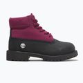 Timberland Premium 6 In Lace scarpe da bambino in nabuk nero/rosa scuro 10