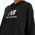 Felpa da donna New Balance French Terry con cappuccio con logo impilato, nero 4