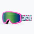 Maschera da sci Smith Snowday Jr vivid pink hearts/green sol-x mirror