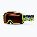 Maschera da sci per bambini Smith Daredevil S3 electric lime slime/green solx mirror antifog