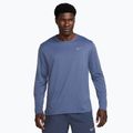 Uomo Nike Miler Dri-Fit UV diffuso blu a maniche lunghe da corsa