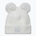 Berretto invernale da donna New Era Double Pom Knit Beanie New York Yankees bianco