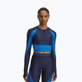 Longsleeve da donna da allenamento Under Armour HeatGear Rib 1/4 Zip washed navy/blue atlantis/blue atlantis