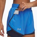 Pantaloncini da running donna Under Armour Fly By 2in1 blue atlantis/washed navy/reflective 4