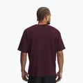 T-shirt da uomo Under Armour Logo Heayweight bordeaux scuro/bianco 2