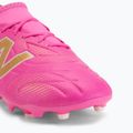 Scarpe da calcio per bambini New Balance Tekela Team V5 pink heat/metallic gold/pink satin 7